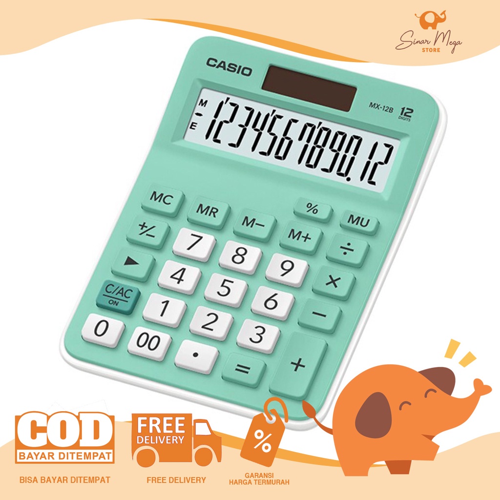 

Casio Calculator Desktop / Kalkulator Meja Kantor Office Mx 12B Warna Pastel