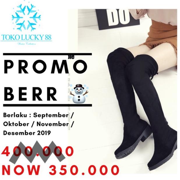 IMPORT MOLLAD Boots Suede Long Winter Overknee Suede Black Panjang Sepaha