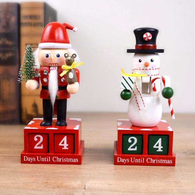 

Christneww Kalender Kayu Natal Christmas Countdown Nutdekor Santa Snowman Terbaik