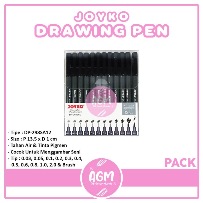 

Joyko Drawing Pen Dp - 298Sa 12 Tipe Ukuran [ Set ] Terbaru