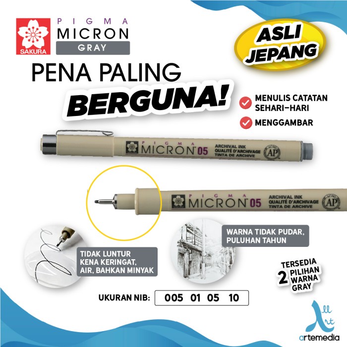 

Drawing Pen Sakura Pigma Micron Gray Color Pigment Ink Pulpen Warna Terbaru