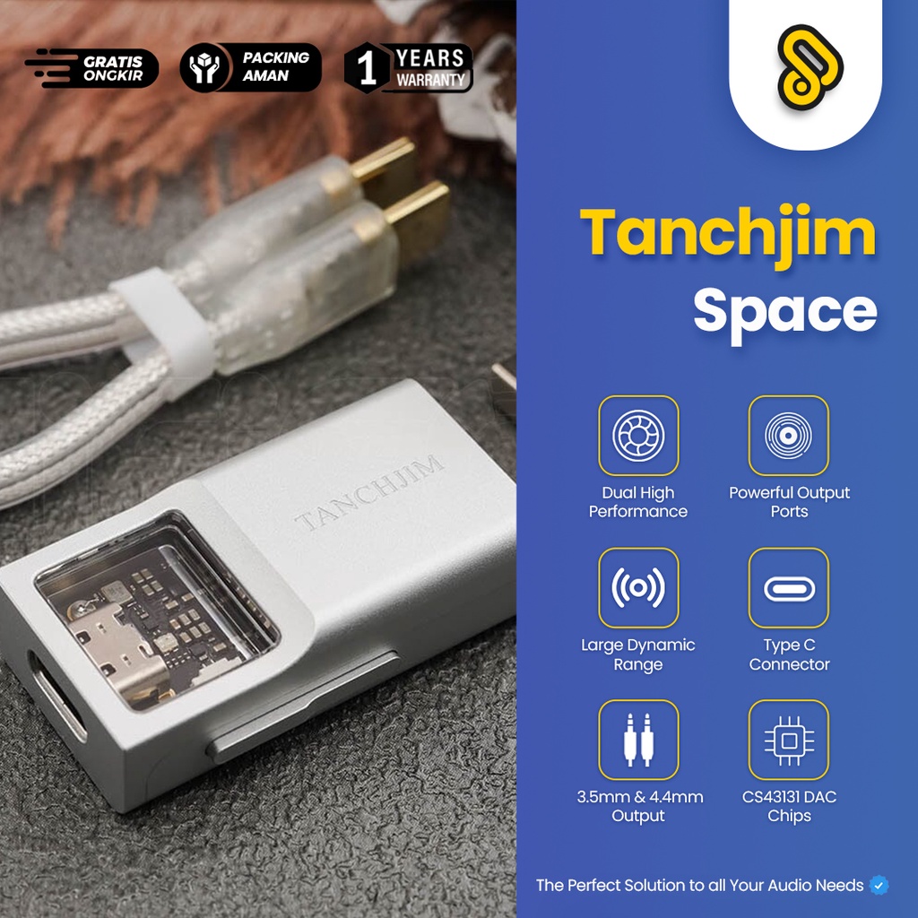 TANCHJIM SPACE Dual CS43131 3.5mm+4.4mm USB Type-C Portable DAC/Amp