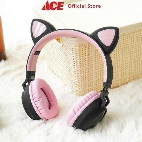 Ace - Ataru Headphone Bluetooth Bt028C - Hitam/Pink Qinalaa