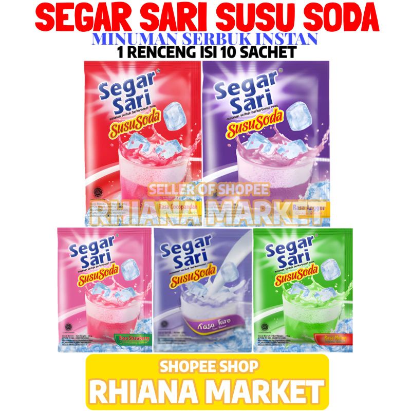 

Minuman Serbuk Instan Segar Sari Susu Soda 1 Renceng Isi 10 Sachet