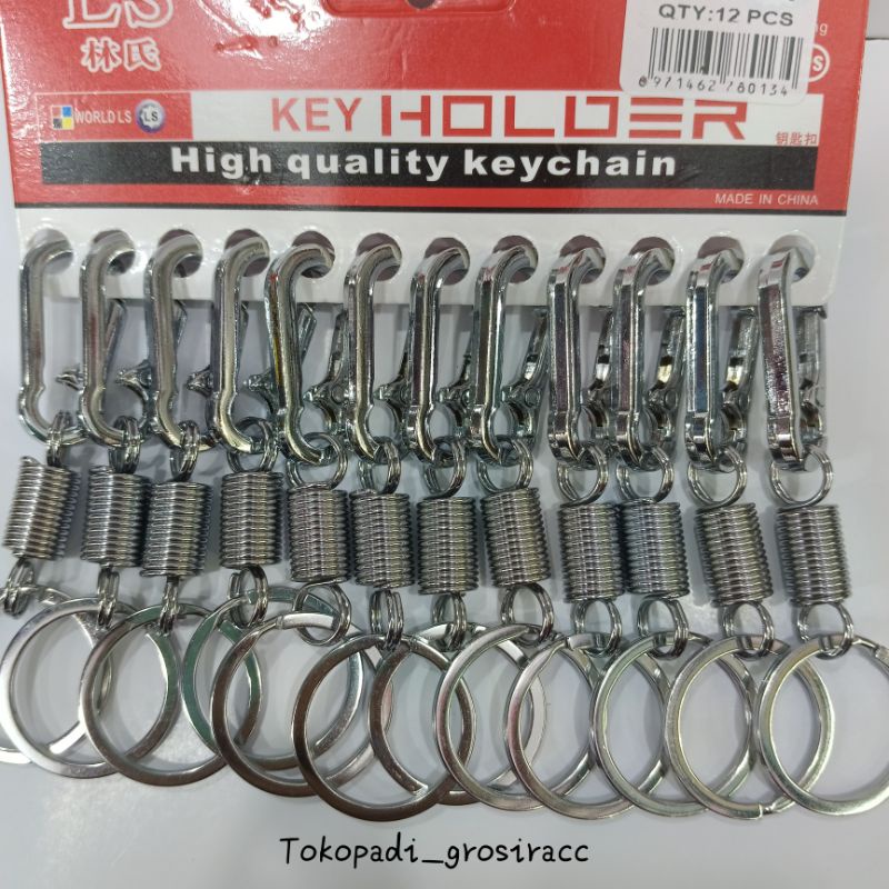 GROSIR 12PCS GANTUNGAN KUNCI RING PER STAINLESS/GANTUNGAN KUNCI KARABINER