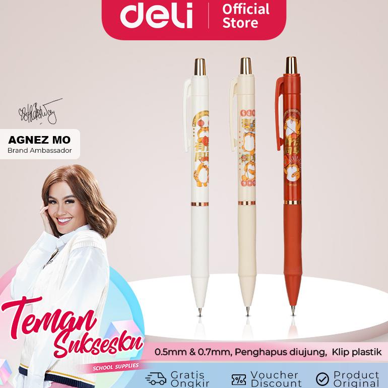 

Deli Pensil Mekanik / Mechanical Pencil 0.5 0.7 mm Penghapus Diujung S122X