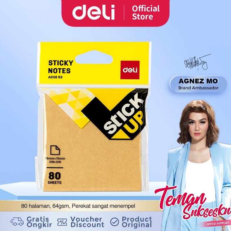 

Deli kraft Sticky note pad 76x76mm 3 '' 3 '' 80 halaman monokrom EA03893