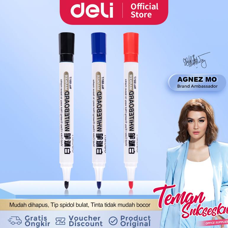 

Deli Spidol Kering Biru/Merah/Hitam, Mudah Dihapus dan Tinta Tidak Mudah Bocor 6817