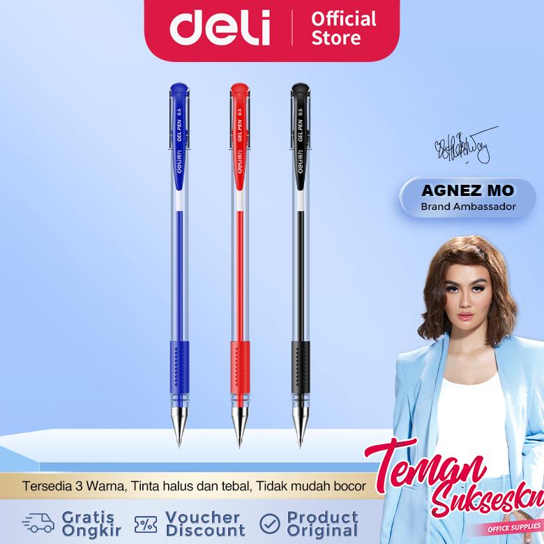 

Deli Gel Pen Pulpen 0.5mm Ujung Tumpul Tinta Hitam/Biru/Merah Lembut dan Nyaman Dipakai 6600ES