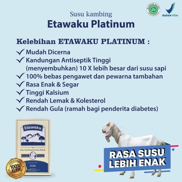 

Model Baru Susu Kambing Etawaku Platinum || Susu Murni Rendah Gula & Krimer Nabati Baik Diabetes Obesitas Atasi Sistem Pernapasan Pernafasan Asma Bronkhitis Sesak Napas Nafas Tingkatkan Kekebalan Tubuh Isi 200gr