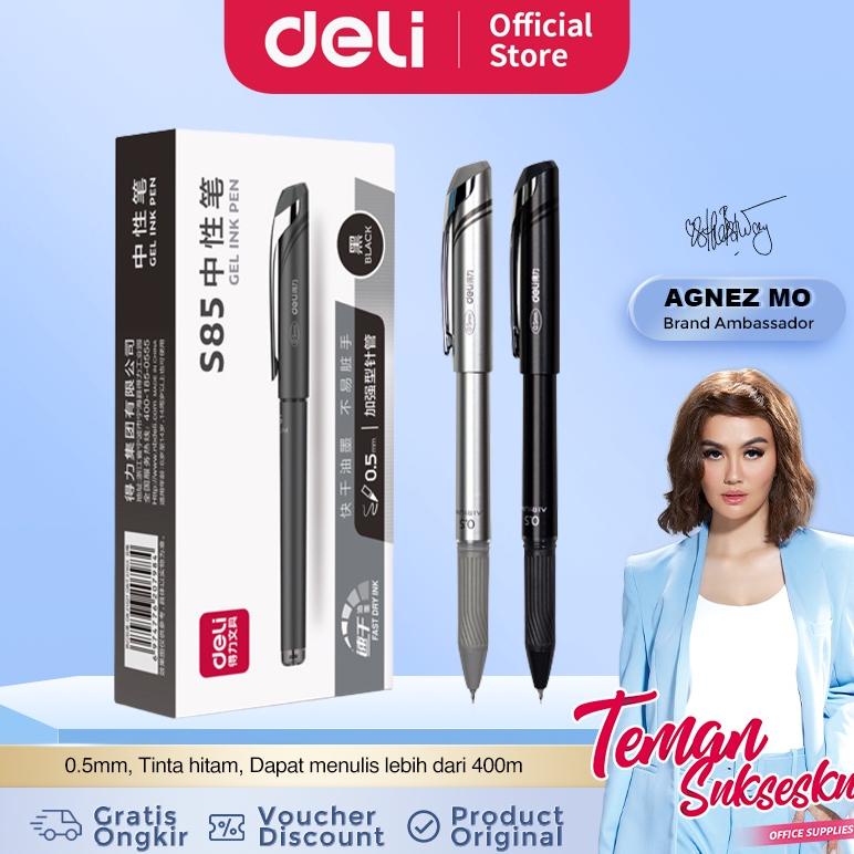 

Deli Gel Pen / Pulpen Gen Besi Premium 0.5mm Tinta Hitam S85 2 6 12 pcs