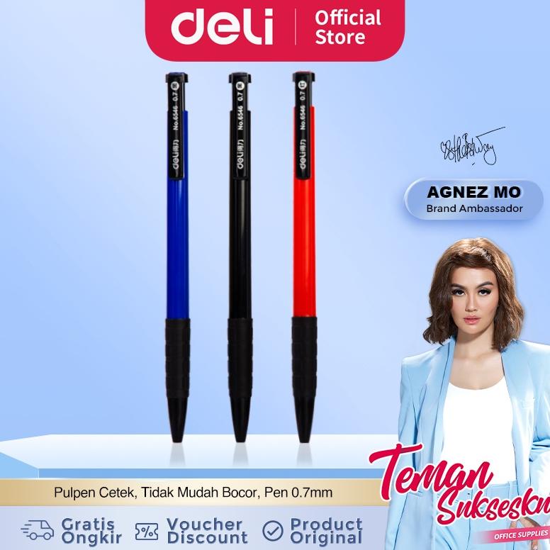 

Deli Pulpen Retractable 0.7mm 36pcs/Box Warna Hitam Biru Merah, Klip, Tinta Tebal Gratis Hadiah 6546