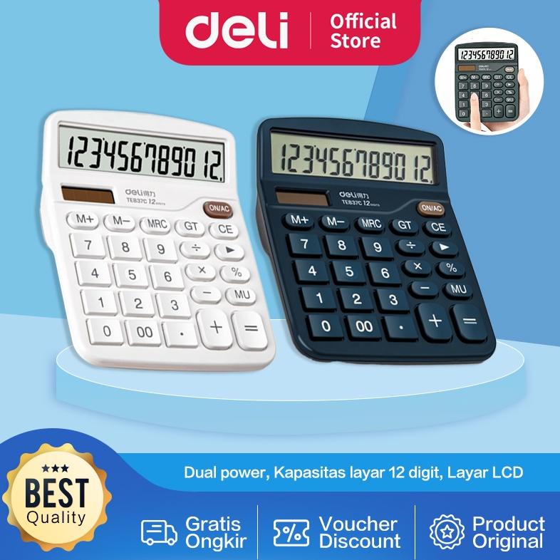 

Deli Desktop Calculator / Kalkulator Meja 12 Digit Dual Power Layar LCD TE837C