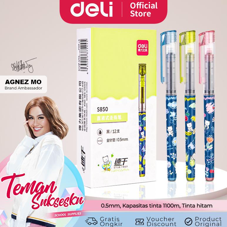 

Deli Pulpen Roller / Roller Pen 0.5mm Kapasitas Tiinta 1100 meter S850