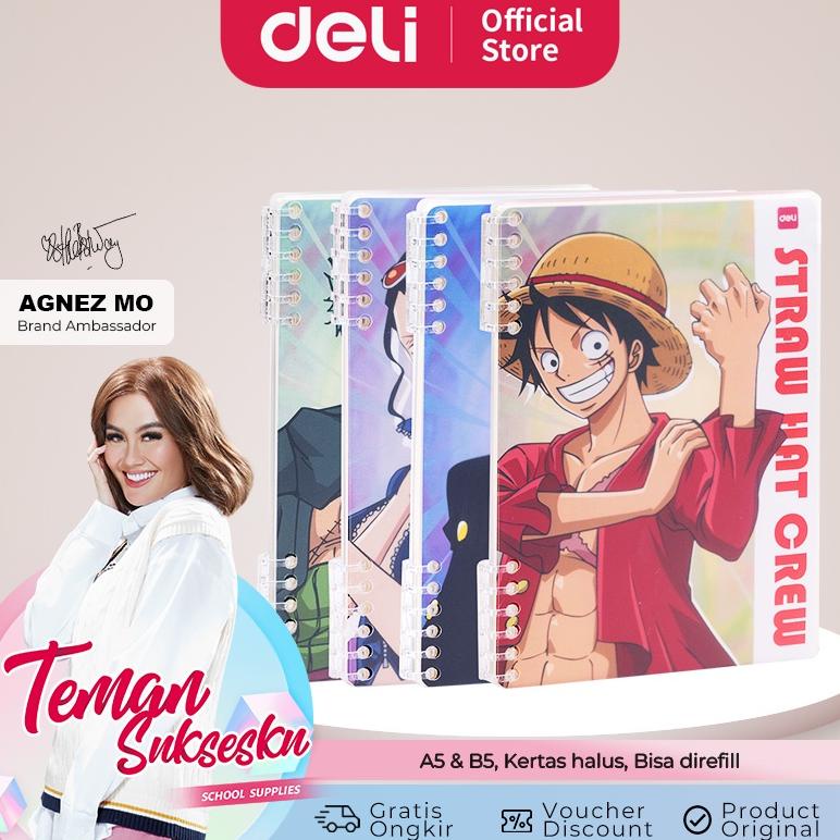 

Deli Loose-Leaf Notebook / Binder Buku Catatan Kartun One Piece Dapat di Refill Cover Plastik Tebal A5 B5 EN009 EN010