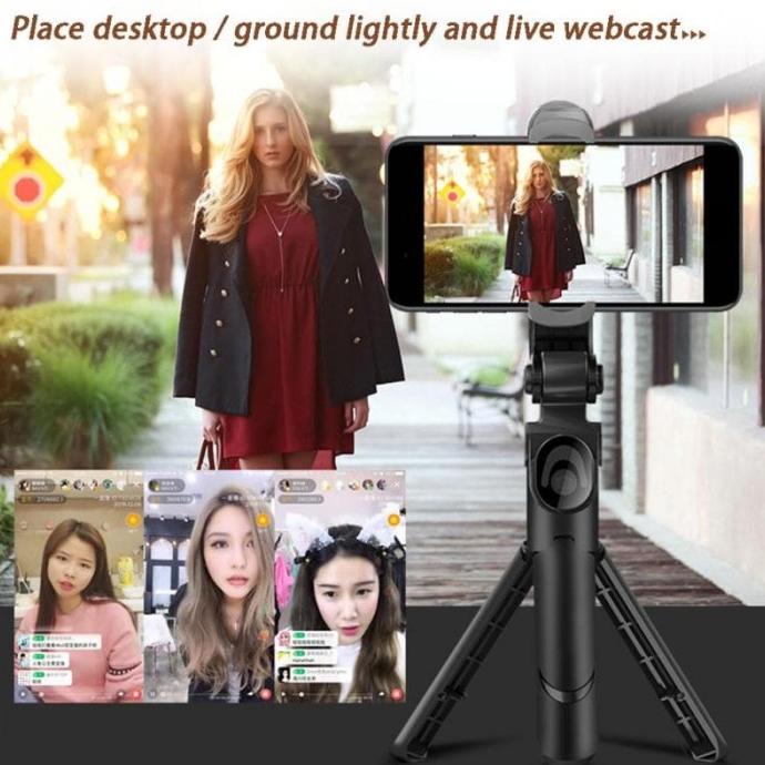 Tripod Stick Tongsis Selfie Bluetooth Remote Monopod Holder Berdiri