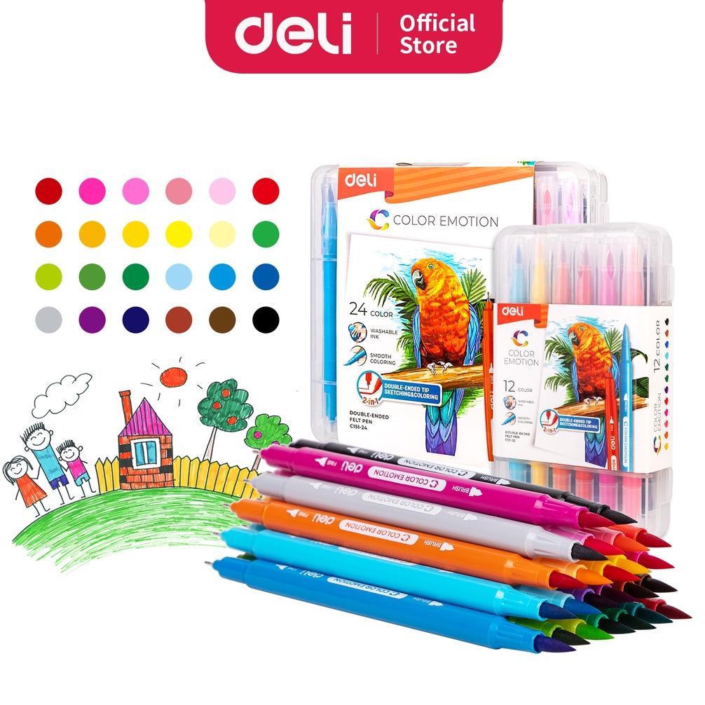 

Deli Felt Pen / Spidol Warna 2 Tip 12/24 Warna Kemasan Kotak EC151-12 EC151-24