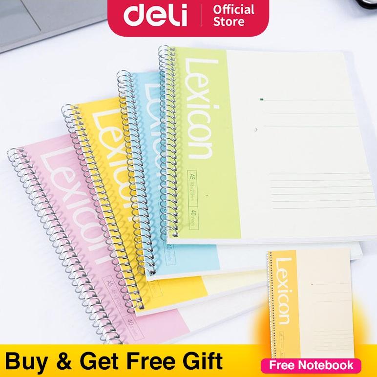 

DELI BUY3 GET4 Spiral Notebook, Soft Cover Notebook, Buku sekolah, Buku catatan