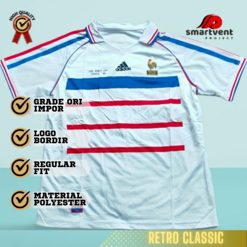Jersey Bola Prancis France Away 1998 High Quality Grade Ori World Cup