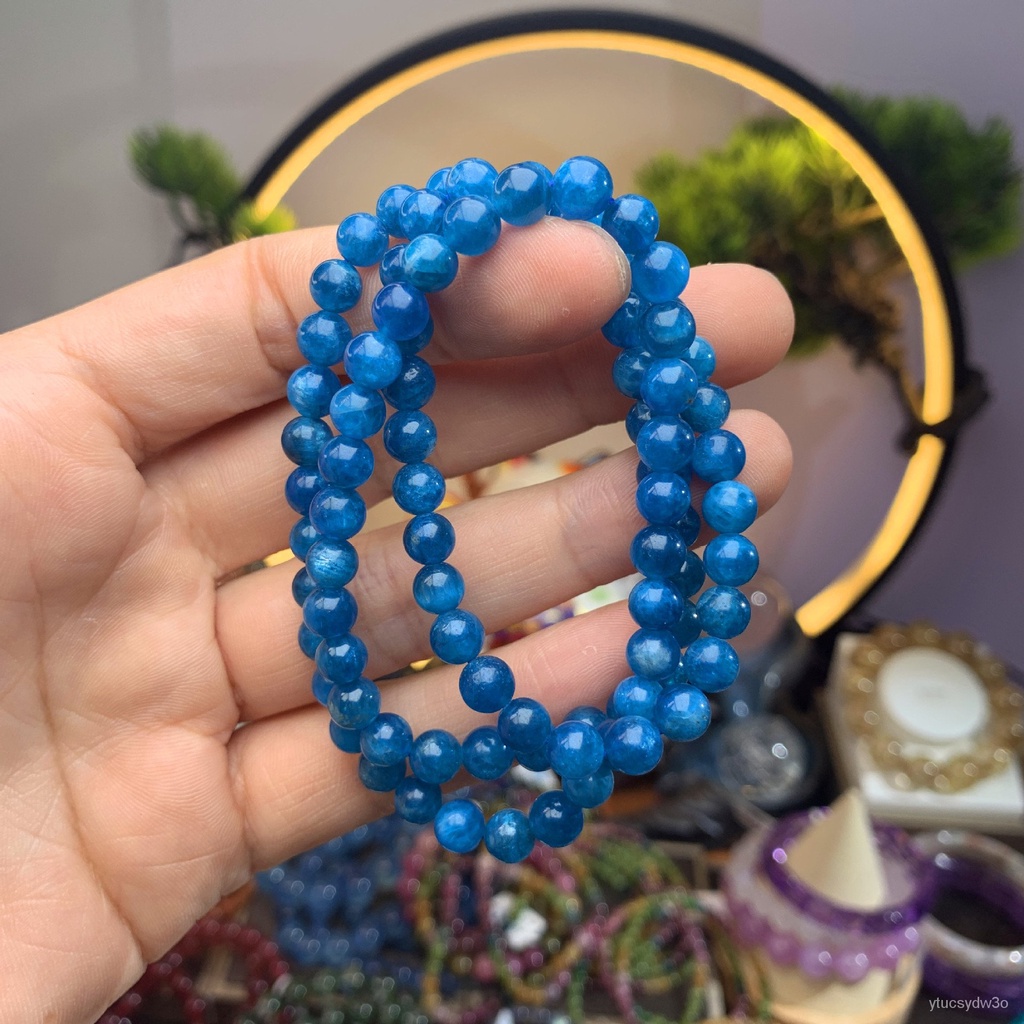 Perhiasan Gelang Multi Lingkaran Abu-abu Fosfor Biru Alami Gelang Kristal Abu-abu Fosfor Biru Grosir