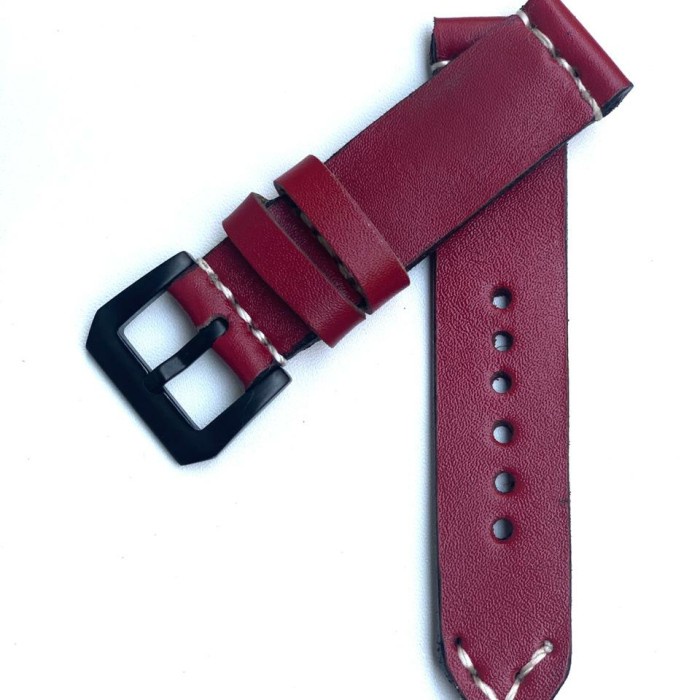 Strap Tali Jam Tangan Kulit Sapi Asli Merah Maroon Handamade