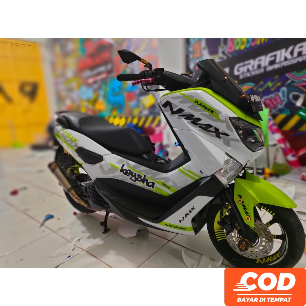 Striping Decal Stiker Motor YAMAHA NMAX OLD Full Body  NMAX larna Hijau Putih Request Nama dan COD