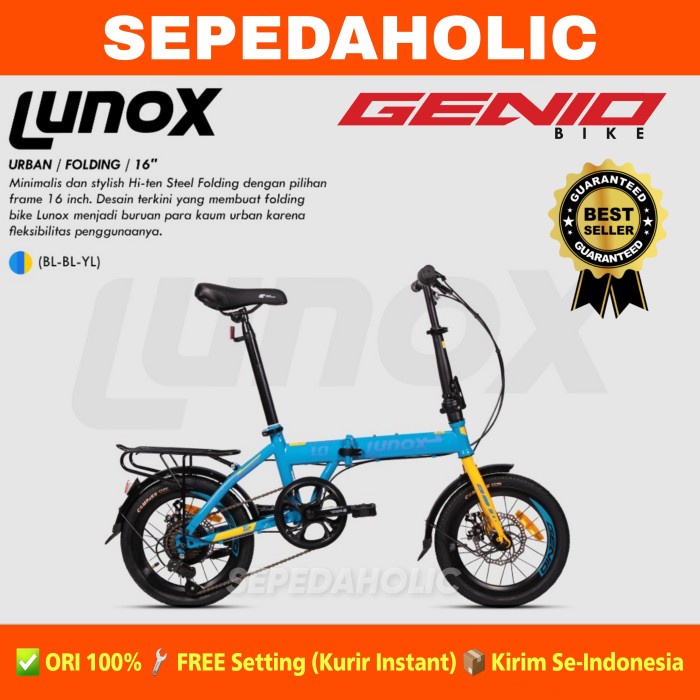Sepeda Lipat 16 Inch Genio Lunox 1.0 Rem Cakram 7 Speed