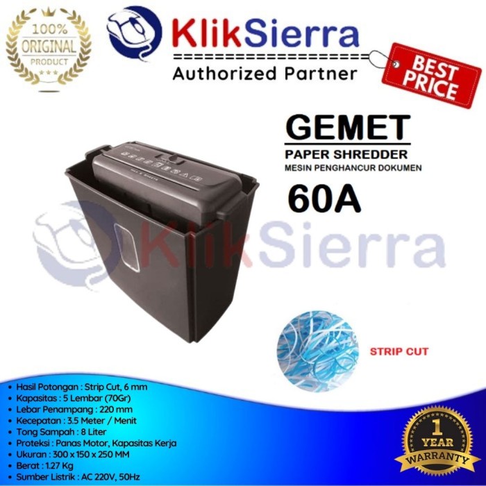 Siap Kirim Gemet 60A Mesin Penghancur Kertas Paper Shredder Gemet 60 A