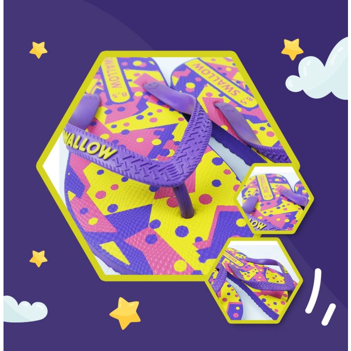 Sandal Anak Laki Perempuan - Sandal Swallow Fun Kids - Warna Ungu