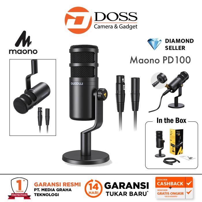 Ready stok Maono PD100 Podcaster Dynamic XLR Maono PD-100 Microphone