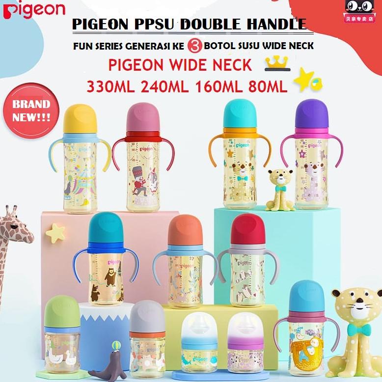rEADY STOK Brand New  Pigeon Wide Neck PPSU ukuran 80ml 160ml 240ml dan 330ml (Gratis sikat botol) 1