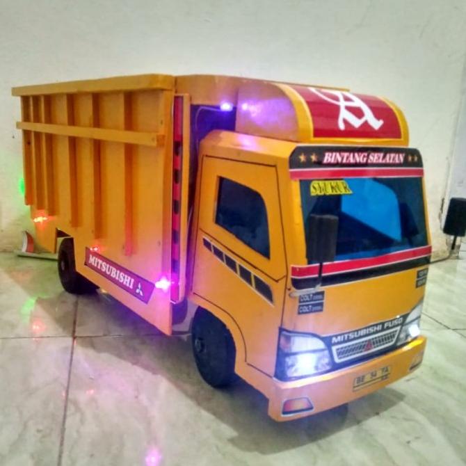 Big Sale Mobil Truk Oleng Kayu Miniatur Truck Mobilan Truk Oleng Besar + Lampu Limited Edition
