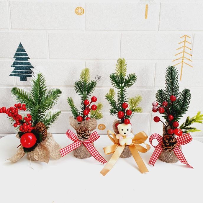 

New Sale Pohon Natal Meja Dekorasi Pot Natal Mini Hadiah Natal Kado Christmas Terbaik
