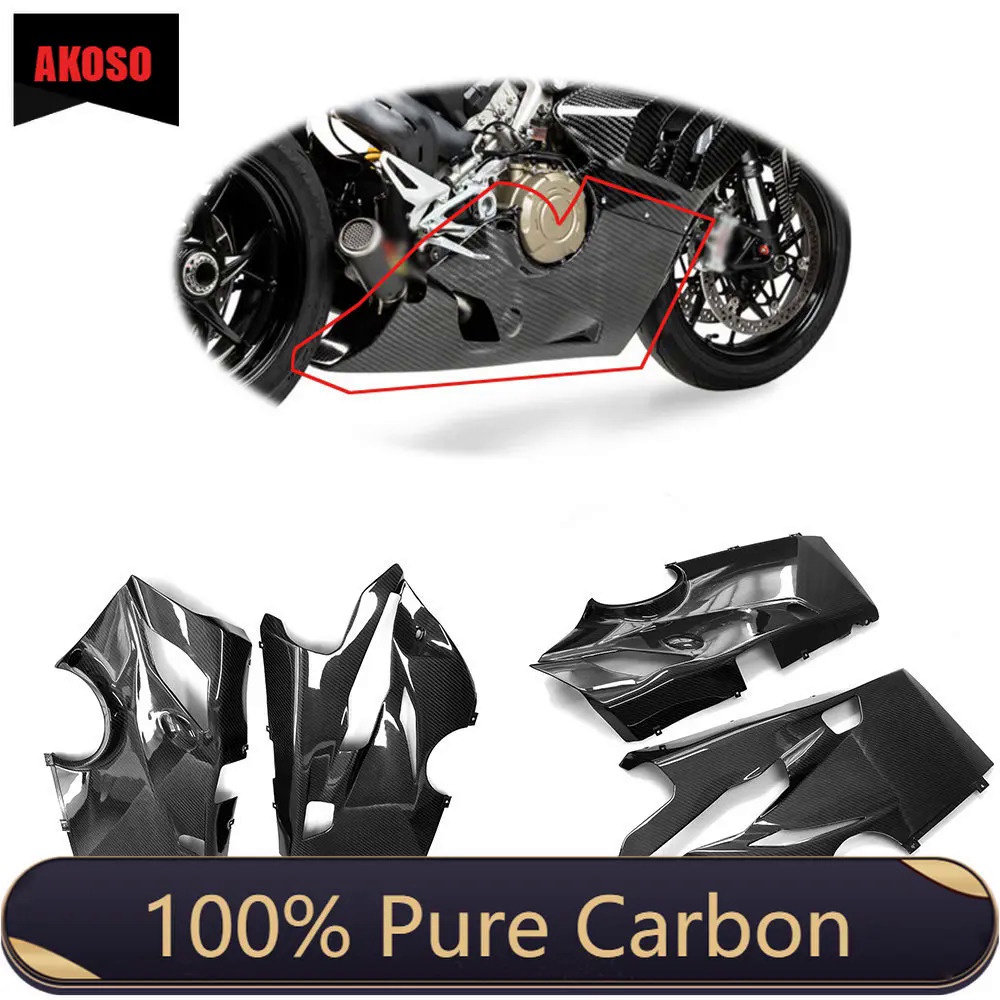 ❤100% Dry Full Carbon Fiber Motorcycle Belly Pan Akrapovic Version  Fairing Kit For Ducati Panigale 