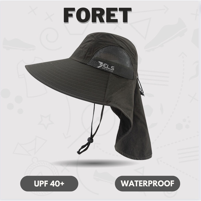 Topi Topi mancing / Topi pantai 3ELS anti uv / Topi outdoor WATERPROOF - FORET BLACK(H5T3) Topi Pria