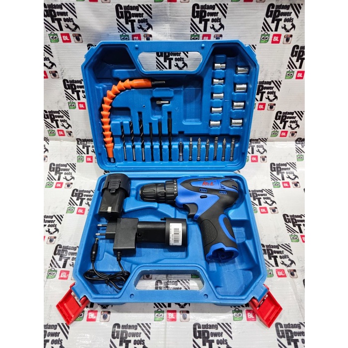 Promo Mesin Bor Baterai Cordless Drill Bor Charger Cas 2 Baterai
