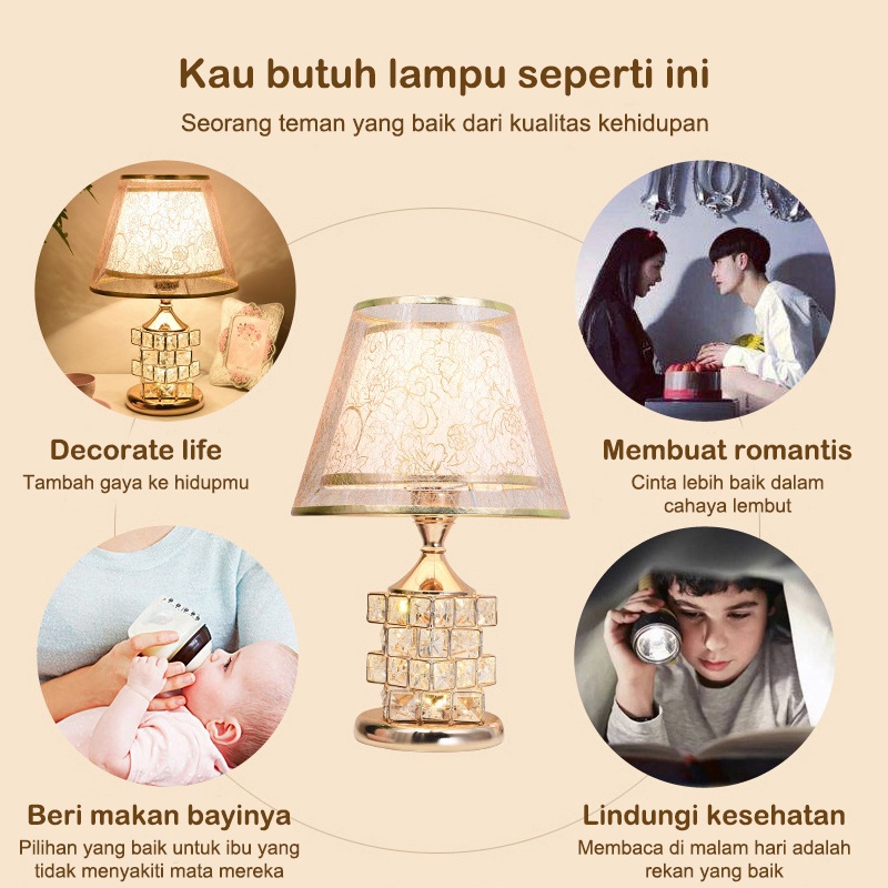 Lampu Tidur Aesthetic Lampu Meja Tidur Mewah Kristal Ern Crystal Desk Lamp Lampu Meja Kristal