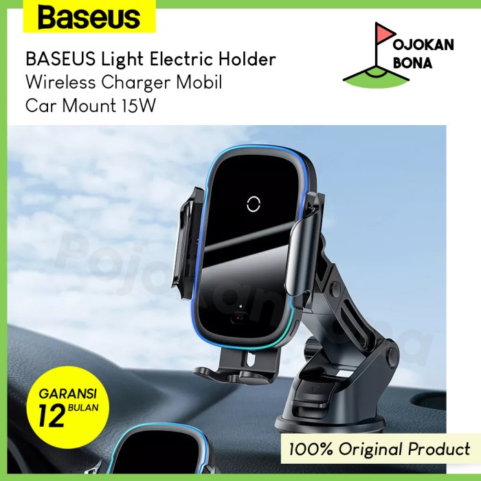 [Original] Baseus Light Electric Holder Wireless Charger Mobil Car Mount 15W Limited