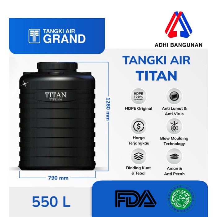 Terlaris Tangki Toren Air Titan 500 Liter Garansi 25 Tahun