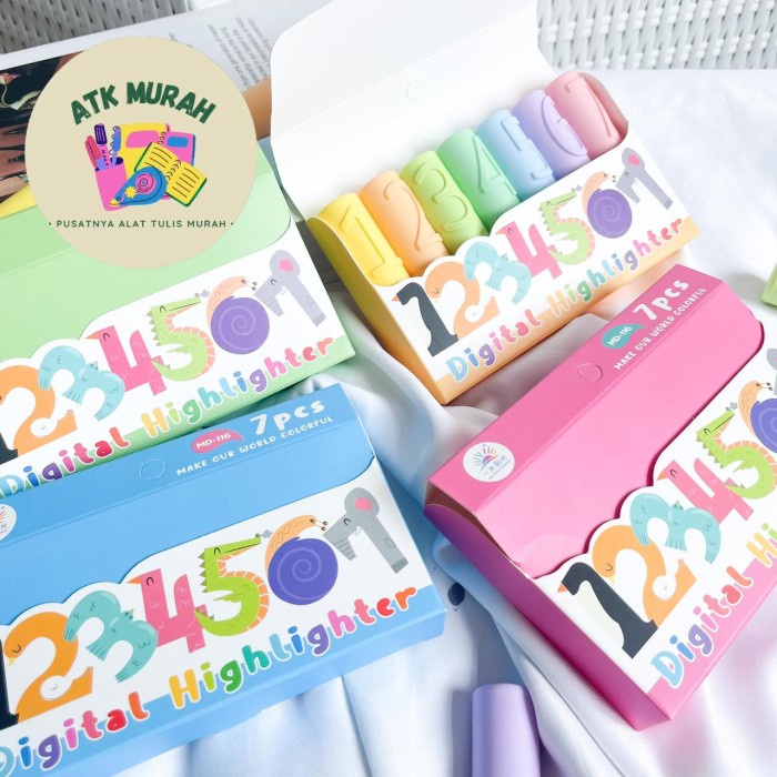 

highlighter set angka 1 hingga 7 bukan stabil0 alat tulis kantor termu