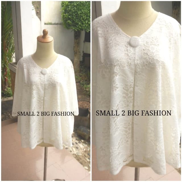 kebaya brokat jumbo putih / atasan pesta brukat big size jumbo putih