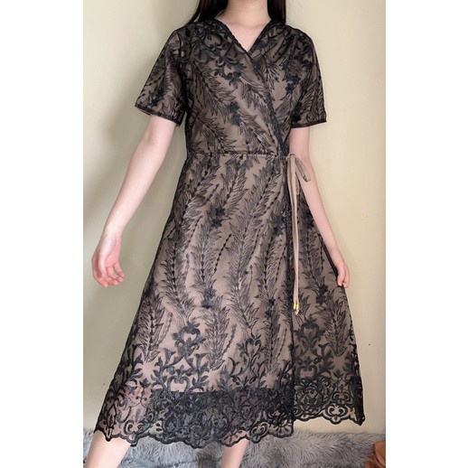 Dress brokat Kimono kondangan mewah Free Masker