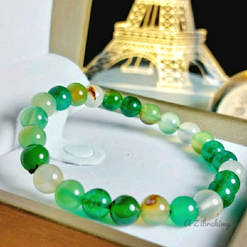 Gelang Batu Natural  Hijau Garut kombinasi Giok Anggur Batu raja Original Stone