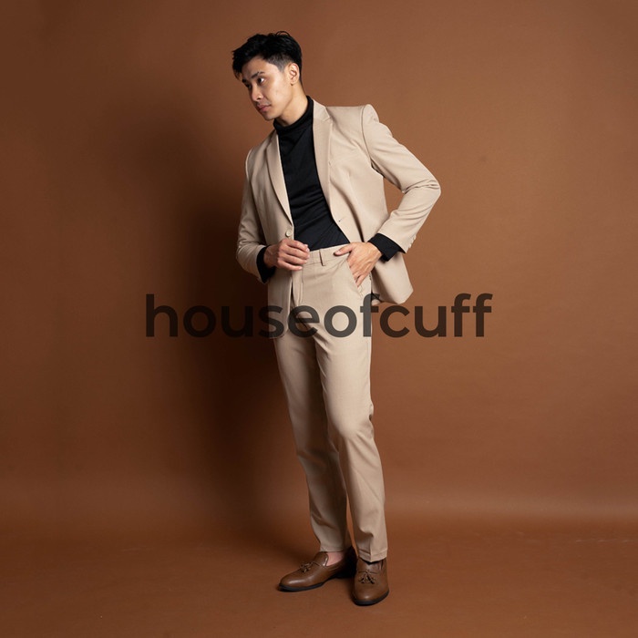 Houseofcuff Jas Set Celana Formal Blazer Krem Formal Pria Jas Nikah