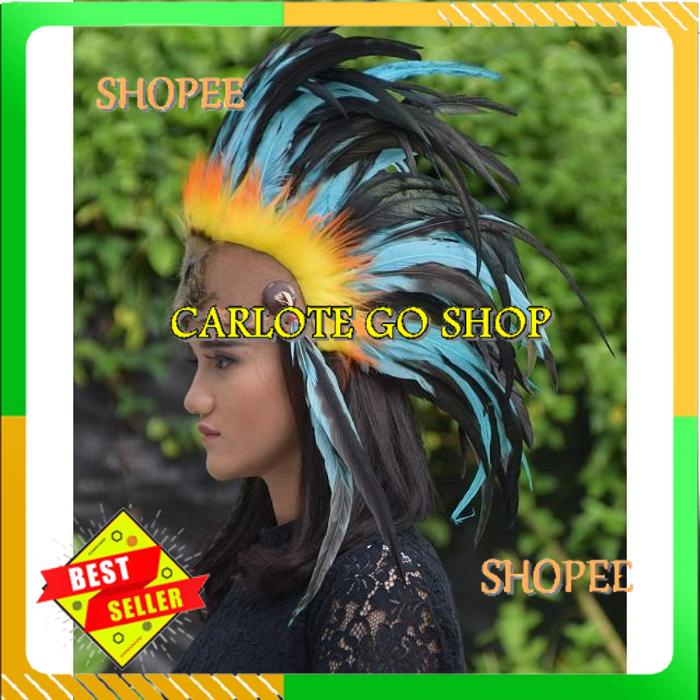 TOPI INDIAN - TOPI SUKU INDIAN  TOPI SUKU INDIAN /INDIAN HEADDRESS MOHAWK PERMATA WARNA IMPORT