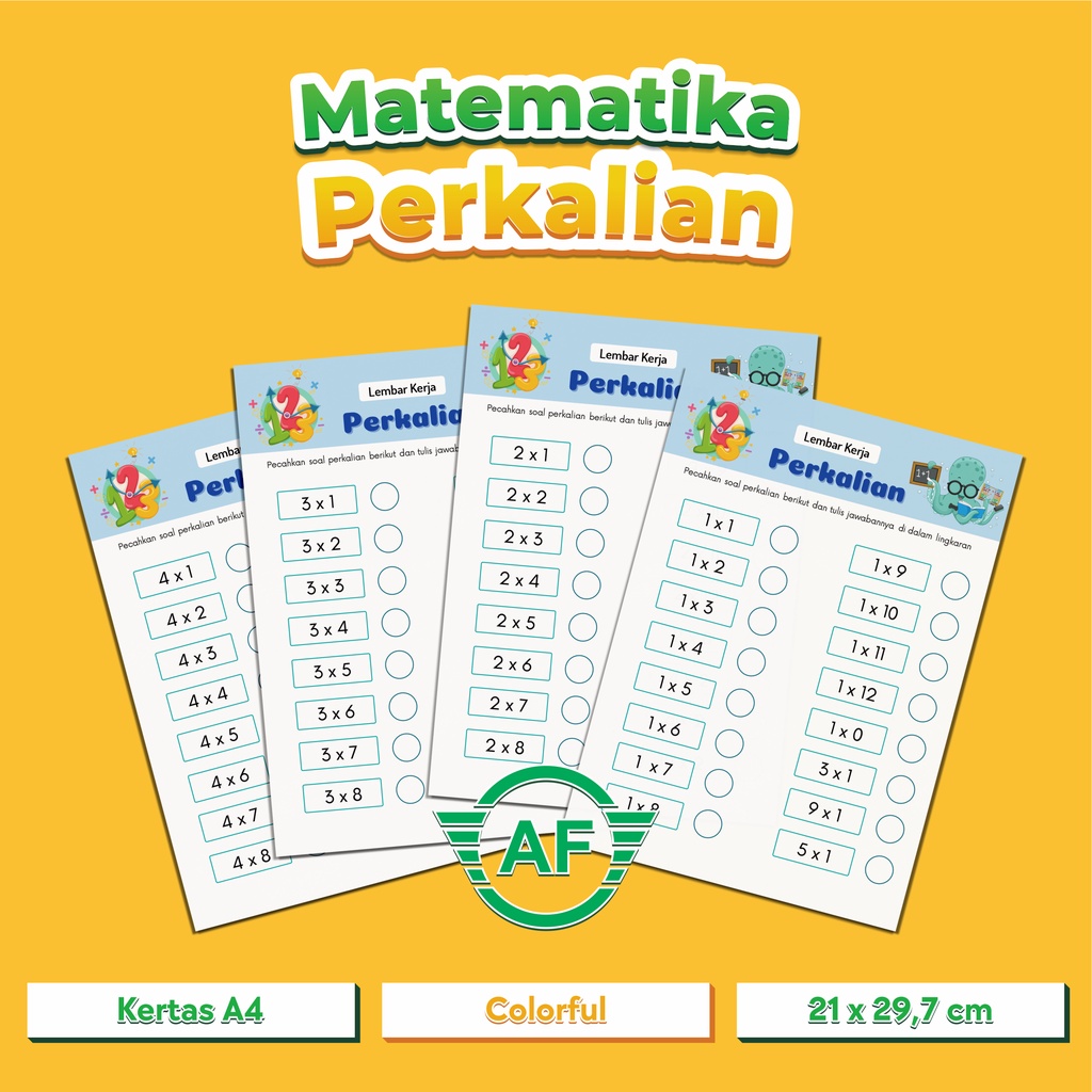 Lembar Aktivitas Matematika Perkalian | Worksheet Lembar Kerja | Lembar Aktivitas Anak | Matematika 