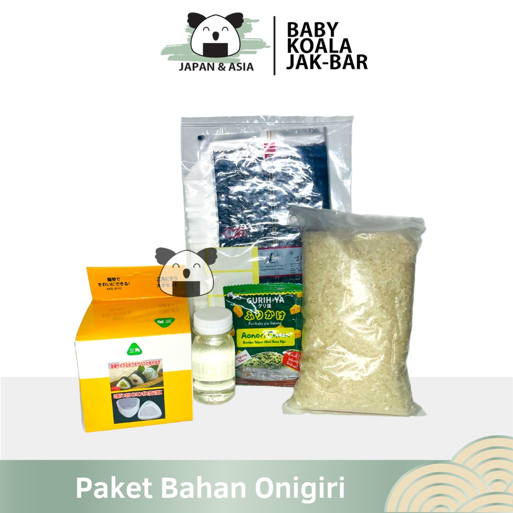 

PAKET BAHAN ONIGIRI 7 Porsi Halal | Beras Japonica, Nori Onigiri, Cetakan, Sushi Seasoning...,,,