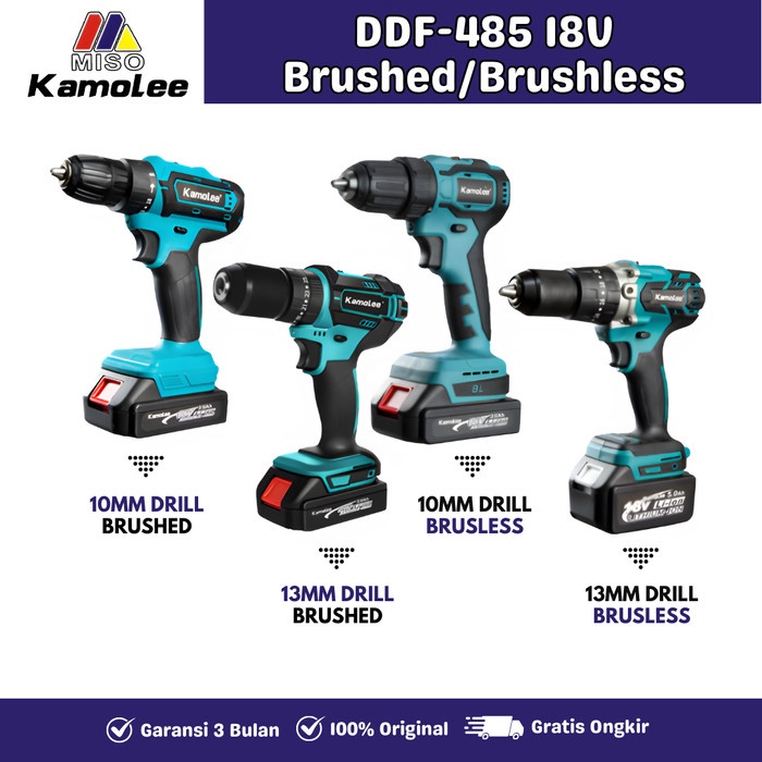 Promo Kamolee-Mesin Bor Baterai Ddf485-10/13Mm-450N.M-Cordless Impact Drill