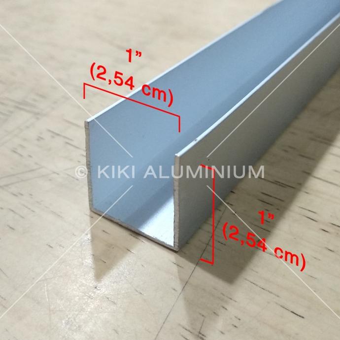 Kanal U Aluminium 1" (2.5 cm) - Tebal 1 mm - P. 6 meter