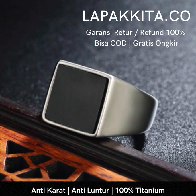 Cincin Pria Titanium Batu Hitam / Cincin Titanium Pria Silver